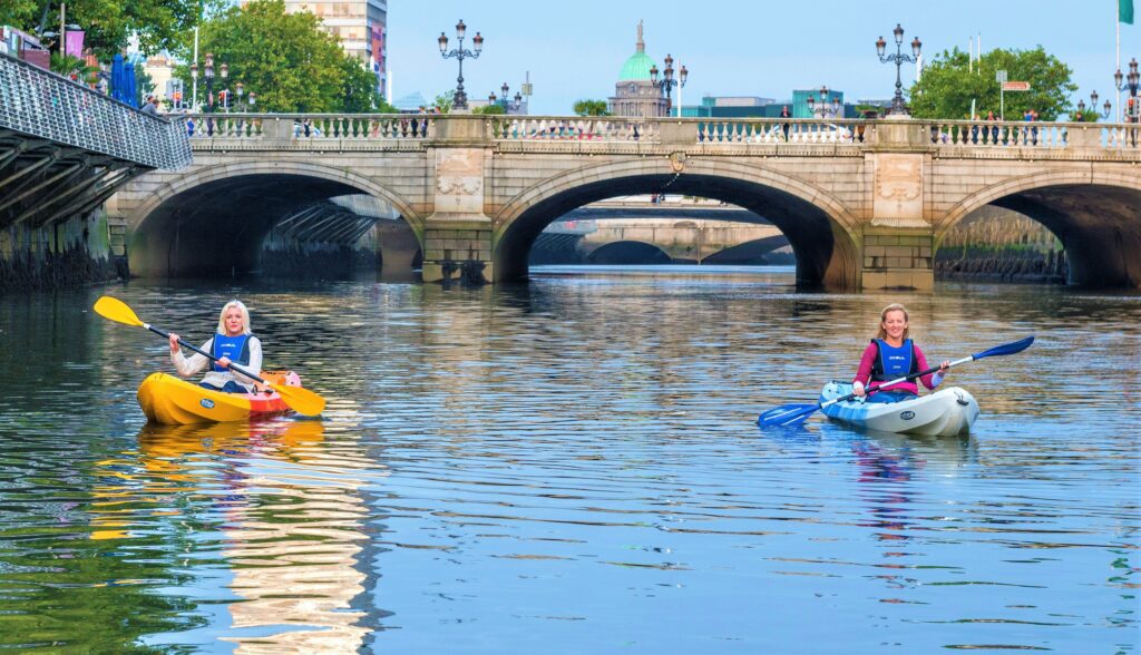 Kayaking under the bridges of Cork City. Guided.
