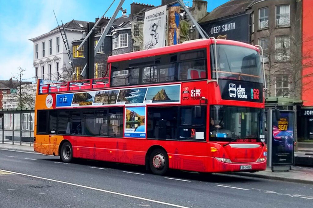Hop-on-Hop-off sightseeing bus tour of Cork City. Guided.