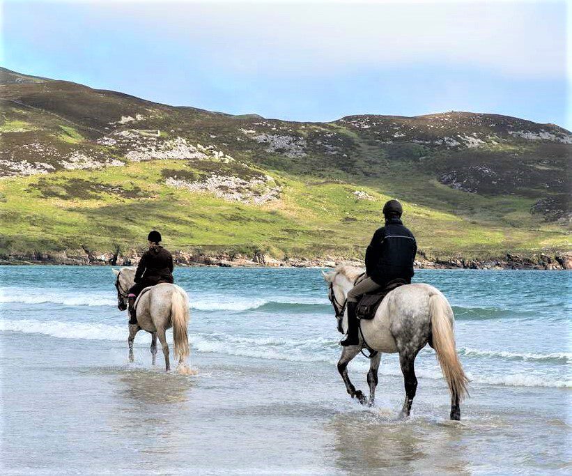 Beach & countryside horse riding. Donegal. Guided.