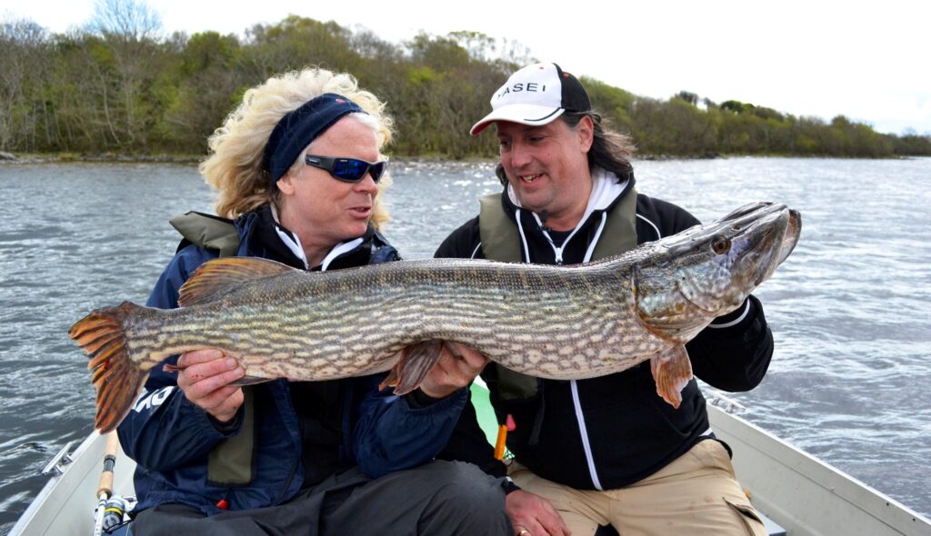 Pike fishing by boat on Lough Corrib. Galway. Private French/English guide. Full day.