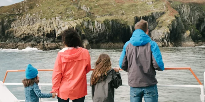 Family on ferry to Fastnet Lighthouse-boat tour-Baltimore-West Cork-Ireland