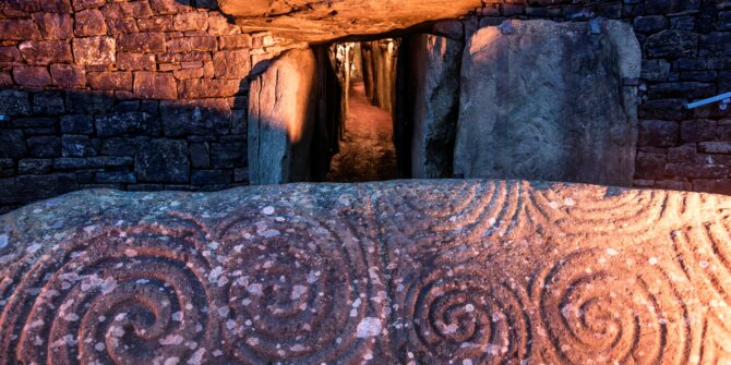 Celtic inscriptions, Newgrange chamber, Co Meath Ireland med size